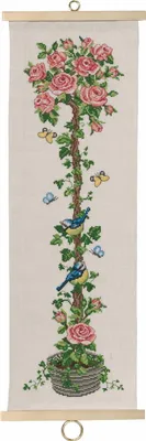 Produktbild von Permin Kreuzstich Stickpackung "Rosenbaum", Zählmuster, 20x62cm, 36-6415