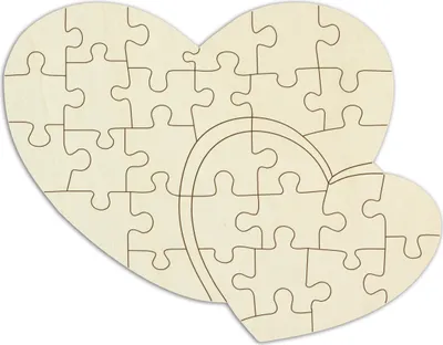 Produktbild von Personalisierbares Holzpuzzle blanko, „Doppelherz“, selbst gestalten und bemalen - 33 Teile, ca. 38 x 29 cm - Leeres Holz-Puzzle inkl. Puzzlevorlage