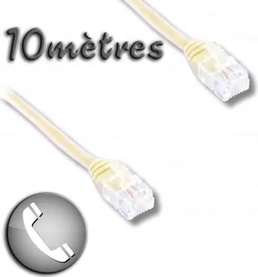 Image de Cordon ADSL RJ11, Mâle / Mâle, 10m, Connecteur RJ11 6P4C, Compatible ADSL/ADSL2+