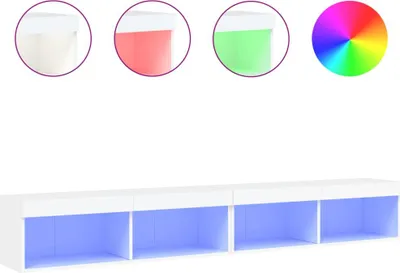 Produktbild von vidaXL TV-Schränke mit LED-Leuchten 2 Stk. Weiß 100x30x30 cm