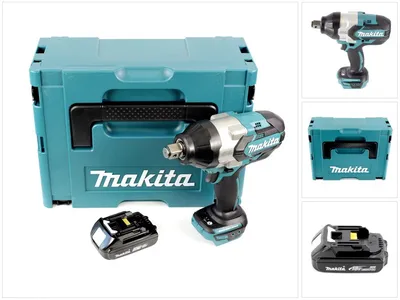 Immagine prodotto di Makita DTW 1001 Y1J 18V Trapano avvitatore ad impulsi a batteria in Makpac + 1x Batteria 1,5 Ah