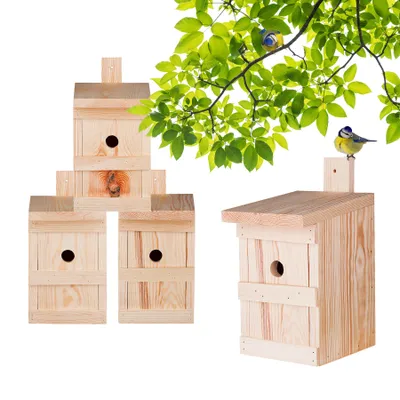 Produktbild von BigDean 4x Nistkasten für Meisen & Kleinvögel - Vogelhaus aus Massivholz - 27x17x17cm - Brutkasten handgemacht in Europa - Meisenkasten