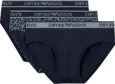 Produktbild von EMPORIO ARMANI Herren-Slips 3er-Pack elastische Unterhose Stretch-Baumwolle Unterwäsche Artikel EM000369 AF10779, L, Cotone 95%,Elasthan 5%