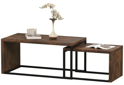 Obrázek produktu pro Sada dvou konferenčních stolků | Barva: černá + hnědá | Rozměry: 90 x 48 x 42 cm