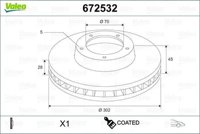 Produktbild von 2x VALEO Bremsscheibe 672532 vorne für OPEL Vectra C Caravan (Z02) 45 3mm 9 1kg