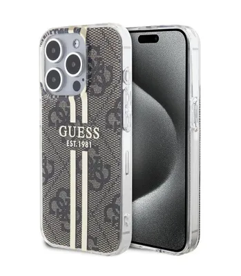 Zdjęcie produktu dla Etui Guess 4G Gold Stripe do iPhone 15 Pro brązowy
