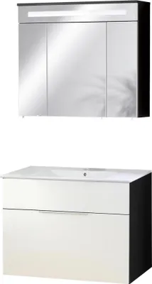 Produktbild von Fackelmann KARA Badmöbel Set 3-teilig, 80 cm, Anthrazit/Weiß, Keramik, 1 Schublade