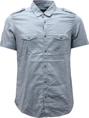 Zdjęcie produktu dla 3535AG camicia uomo MESSAGERIE jasnoniebieska/szara koszula męska z krótkim rękawem