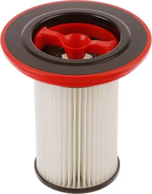 A close-up studio shot of a vacuum cleaner motor filter.