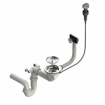 Immagine prodotto di QLS Sifone automatico 3 1/2 pollici scarico per lavello singolo cromato acciaio inox PVC 11428