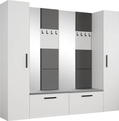 Produktbild von Masseno Garderobe-Set MODULO 241,2/204/40 cm Modern Garderobenschrank Weiß