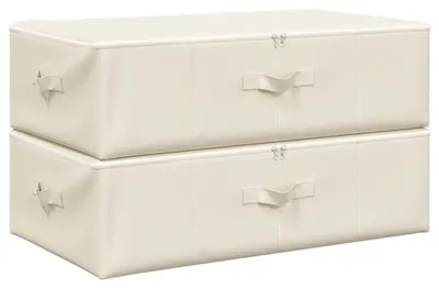Zdjęcie produktu dla vidaXL Pudełka do przechowywania 2 szt. tkanina 70x40x18 cm kremowy