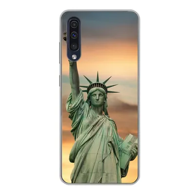 Produktbild von MuchoWow® Handyhülle Schutzhülle Hülle für Samsung Galaxy A50 New York - Freiheitsstatue - Sonnenuntergang Silikon Softcase Handy Hülle - Mobiltelefonhülle