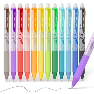 Immagine prodotto di Pennarelli cancellabili a gel, 12 colori, punta fine retrattile da 0,7 mm