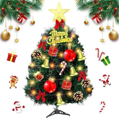 Produktbild von Unyqoos® kompakter Weihnachtsbaum mit stimmungsvoller Beleuchtung und Dekorationen für drinnen