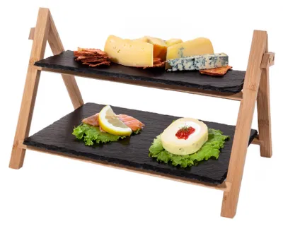 Produktbild von Kesper Etagere 2stöckig Platten Schiefer 45x6x31cm, Rechteckig, Schwarz, Holz, 430 mm, 240 mm, 270 mm