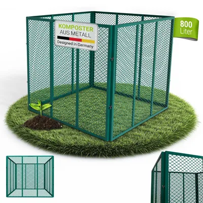 Produktbild von Juskys Metall Komposter 800 L, stabil, wetterfest & kompaktes Stecksystem – Dunkelgrün