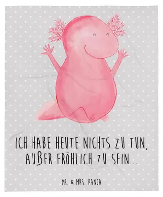 Produktbild von Mr. & Mrs. Panda Decke Axolotl Hurra - Grau Pastell - Geschenk, Bettdecke, Fröhlich, Plaid, Freude, Tagesdecke, Lurch, Kuscheldecke, Motivation, Sofaüberwurf