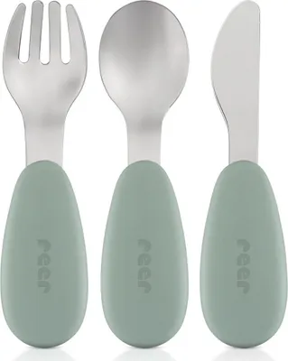 Produktbild von reer 25133, Kleinkind-Besteck, Grün, Silber, Silikon, Edelstahl, Junge/Mädchen, 3 Jahr(e), 1 Person(en)