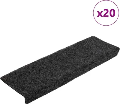 Obrázek produktu pro Schodové rohože samolepicí 20 ks 65 x 21 x 4 cm černé s obdélníkovým okrajem