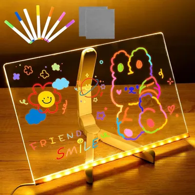 Produktbild von LED Notiztafel mit 7 Farben und St?nder, Leuchtendes Led Zeichenbrett Maltafel Transparentes Acryl led Zeichentafel Abwischbar 20X30CM Led Drawing Board fš¹r Bš¹ros, Gesch?fte, Wohnungen
