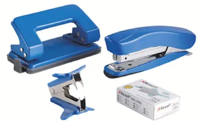 Image de Ensemble de bureau Rexel, agrafeuse et perforatrice, 2100069, couleurs assorties