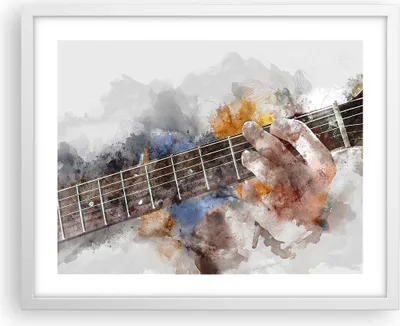 Produktbild von Gerahmtes Poster - Weißer Rahmen - Gitarre Musik - 50x40 cm - Wand Bild - Wanddeko - Wandbilder - Kunstposter - Wandposter - Bilderrahmen - Bilder - Kunstdruck - Wandbild - P2WAA50x40-3448