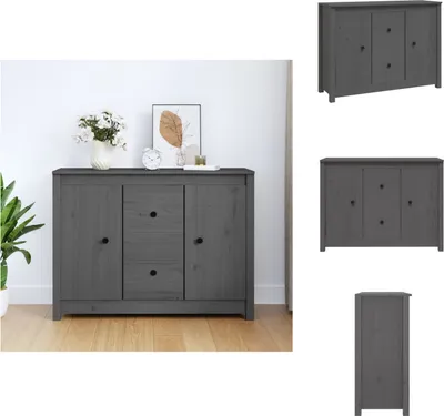 Produktbild von vidaXL Sideboard Grau 100x35x74 cm Massivholz Kiefer -  Sideboards