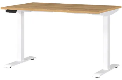 Produktbild von Schreibtisch 120cm, elektrisch höhenverstellbar, Eiche/weiß, JESOLO-01