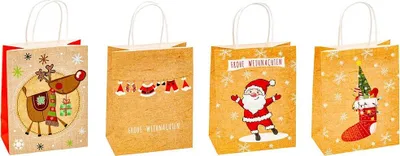 Produktbild von 12 TSI Geschenktaschen Weihnachten Kraftpapier Serie 1 Motiv sortiert 18,0 x 23,0 cm