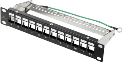 Produktbild von Renkforce RF-4996626 12 Port Patch-Panel 254 mm (10) Unbestückt 1 HE Schwarz Unbestückt