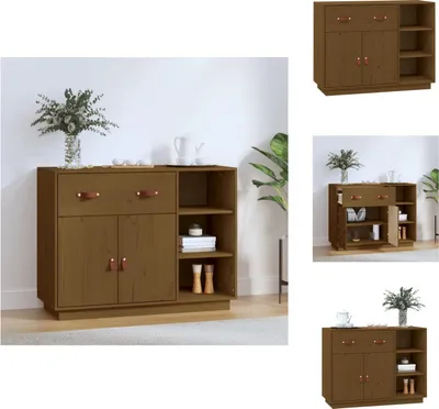 Zdjęcie produktu dla vidaXL Kredens miodowy brąz 98,5x40x75 cm lite drewno sosnowe - Kredensy