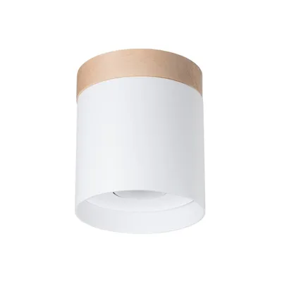Zdjęcie produktu dla Plafon RIF biały 1xGU10 10W drewno/aluminium 14x12x12cm Sollux Lighting