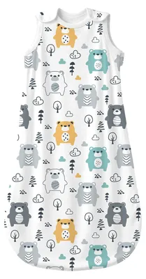 Image de Sac de couchage pour bébé - 100% coton - Motifs animaux - Taille S (0-6 mois)