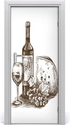 Produktbild von Tulup Türaufkleber 85x205 cm Dekorative Aufkleber Selbstklebend Wasserdichte Tapete Abnehmbar Schlafzimmer Wohnzimmer Wohnkultur - Wein und Snacks