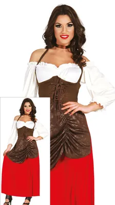Produktbild von Mittelalterliches Bäuerin Wirtin Kleid Kostüm, Größe: 36 - 38 (S) Farbe: Braun