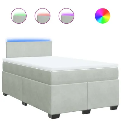 Image de vidaXL Lit boxspring avec matelas gris clair 120x200 cm velours