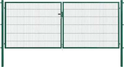 Produktbild von Arvotec Gartentor BxH 400x120 cm mit Schließzylinder und Zaunanschluss Moosgrün Gitterzauntor Stabmattentor Doppeltor Doppelstabmattentor Gartentür