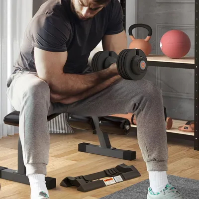 Immagine prodotto di Manubri regolabili - Bilanciere - Set di manubri - Pesi per fitness - Allenamento della forza - 4 livelli di peso, da 6 a 20 kg