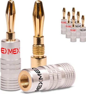 Produktbild von Bananenstecker 4mm NEXMEX 8 x schraubbar vergoldet Lautsprecherkabel Stecker 24K