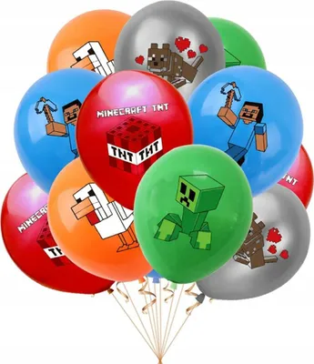 Produktbild von Minecraft-Luftballons zum Geburtstag, Motiv: TNT STEVE, Set mit 10 Stück, Motiv: CREEPER