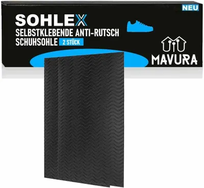 Produktbild von SOHLEX Schuhsohlen Reparatur Set selbstklebend rutschfest DIY Gummisohlen 2er