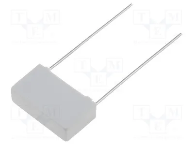 Obrázok produktu pre 2 kondenzátory: 15 mm, 10 nF, 18 x 10,5 x 5,5 mm, kondenzátory typu X2/Y2, tolerancia 20 %