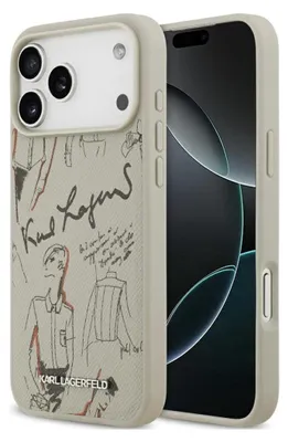 Zdjęcie produktu dla Etui Karl Lagerfeld Grained Pattern MagSafe do iPhone 17 Pro Max szary