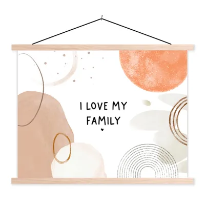 Produktbild von MuchoWow® Textilposter Zitate - Ich liebe meine Familie - Sprichwörter - Familie 40x30 cm mit holzfarbenen Rahmen - Bilder