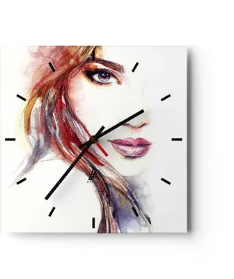 Produktbild von Wanduhr - Quadrat - Glasuhr - Dame perfekt Kleid Eleganz - 40x40cm - Schleichendes Uhrwerk - Lautlos - zum Aufhängen bereit - Dekoration Modern - Wanddekoration aus Glas - C3AC40x40-3135