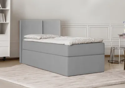 Produktbild von Bett Boxspringbett Continentalbett STAR MINI mit Bonell Matratze Einzelbett mit Container H3 (90x200 cm, Grau - Itaka 50, Ohne Topper)
