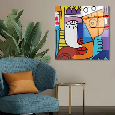 Image de Wallity, CAM4011_7070, Peinture décorative en verre trempé, Multicolore, 100 % verre trempé, 70 x 70 cm