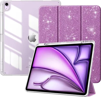 Produktbild von TiMOVO iPad Air 13 Zoll 2024 Hülle mit Stifthalter Glitter Violett Transparent