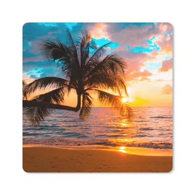 Produktbild von MuchoWow® Mauspad Mousepad Palme - Sonnenuntergang - Horizont - Strand - Meer - Tropisch 30x30 cm - Mousepads - Maus Mat - Pad - Mausunterlage - Gaming